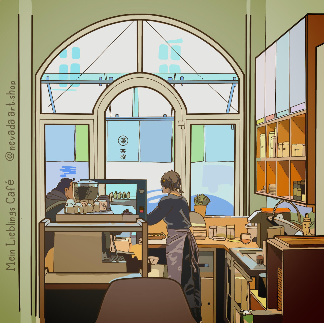 "Mein Lieblings Cafe" drawn in collaboration with "Letcha" Münchner Freiheit