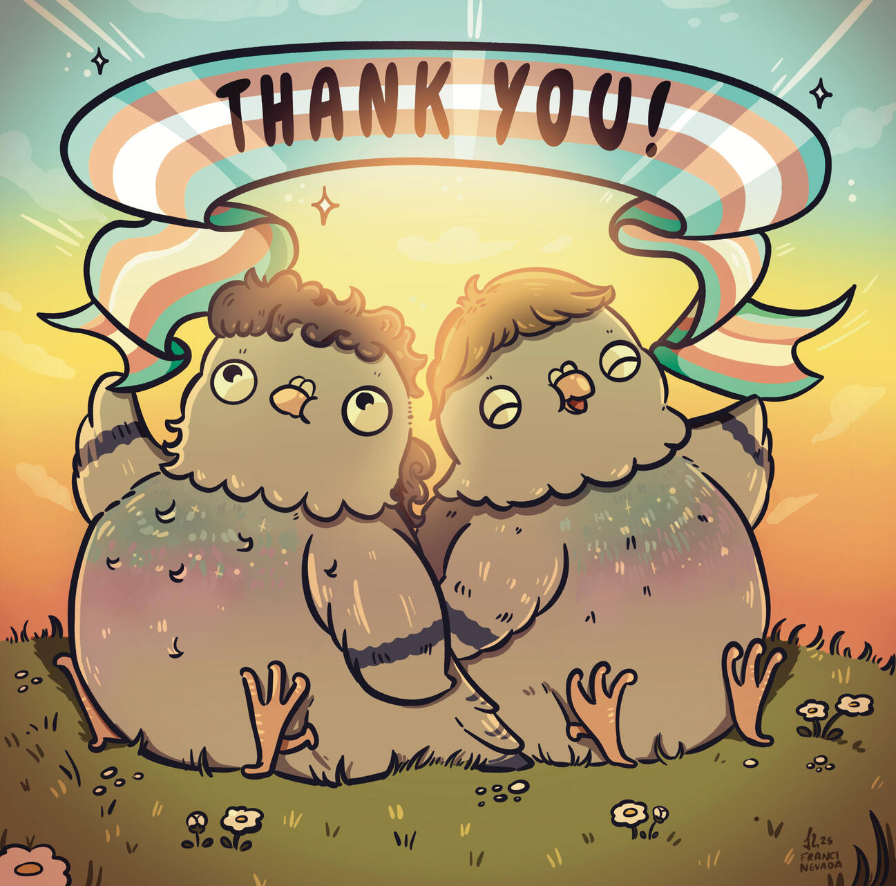 "Thank You" a heartfelt drawing for two people experiencing a positive Trans- journey